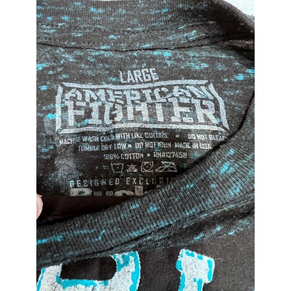 American Fighter Athletics Mens size Large T-Shirt Black/Blue Graphic Tee - Picture 3 of 5